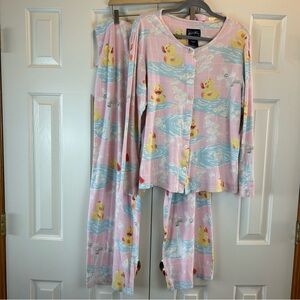 Vintage Nick & Nora Pink Duck Bath Pajama Set